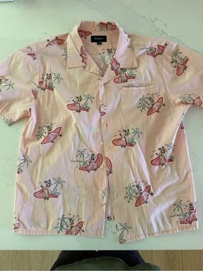 Britxton Pink Surf-Print Camp Shirt
